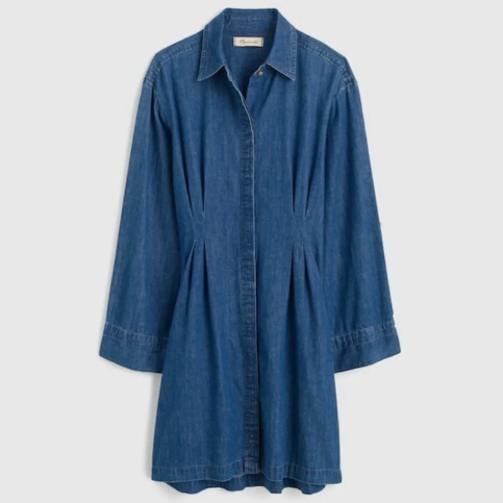NWT Madewell Pleated Denim Mini Shirtdress in Bouvier Wash - Picture 6 of 7